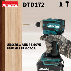 MAKITA DTD172 High torque 180N.m brushless cordless long range Impulse drive 18v lithium battery rechargeable motor power tool