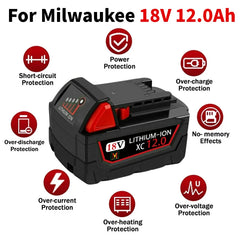 18V 12.0Ah Replacement for Milwaukee M18 XC Lithium Battery 48-11-1860 48-11-1850 48-11-1840 48-11-1820 Rechargeable Batteries