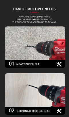 Milwaukee 18V Battery Electric Impact Drill 150N.m Brushless Cordless Screwdriver Rechargeable Power Tool of Decoration Team