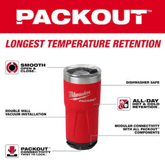 MILWAUKEE PACKOUT Tumbler Water Cup Power Tool Accessories ﻿Milwaukee Tools 48-22-8392RX 48-22-8393RX 48-22-8392BX 48-22-8393BX