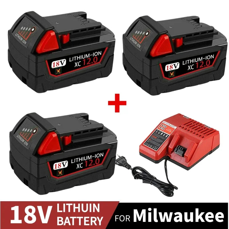 18V 12.0Ah Replacement for Milwaukee M18 XC Lithium Battery 48-11-1860 48-11-1850 48-11-1840 48-11-1820 Rechargeable Batteries