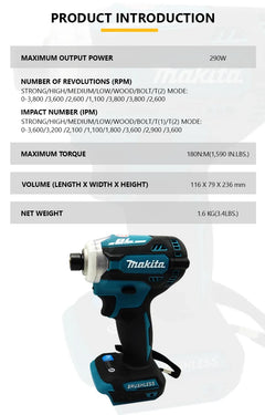 Makita DTD171 Brushless Impact Driver Rechargeable Screwdriver Drills Cordless Power Tools 18V Motor Bare Tool Unit Star Wrench