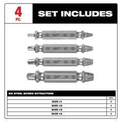 Milwaukee 49-57-9001 M2 Steel Screw Extractor Set 4PC Tool Accessories