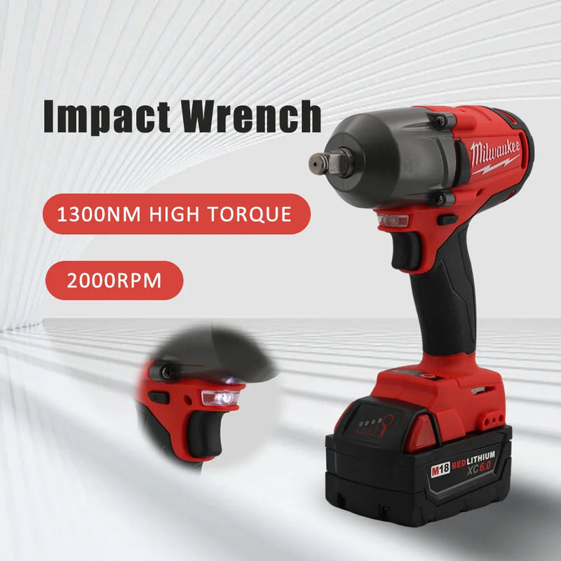 Milwaukee 1300NM High Torque  Electric Wrench Brushless Impact Wrench 18V Electric screwdriver Car Truck Repair Power Tools