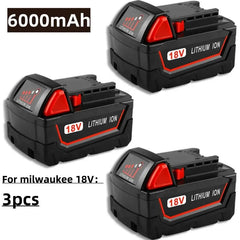 For Milwaukee M18 Power Tool Battery, Charger, BR, XC, 18V, 6000mAh M18B5, 48-11-1860, Built-in 21700 Battery