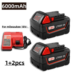 For Milwaukee M18 Power Tool Battery, Charger, BR, XC, 18V, 6000mAh M18B5, 48-11-1860, Built-in 21700 Battery