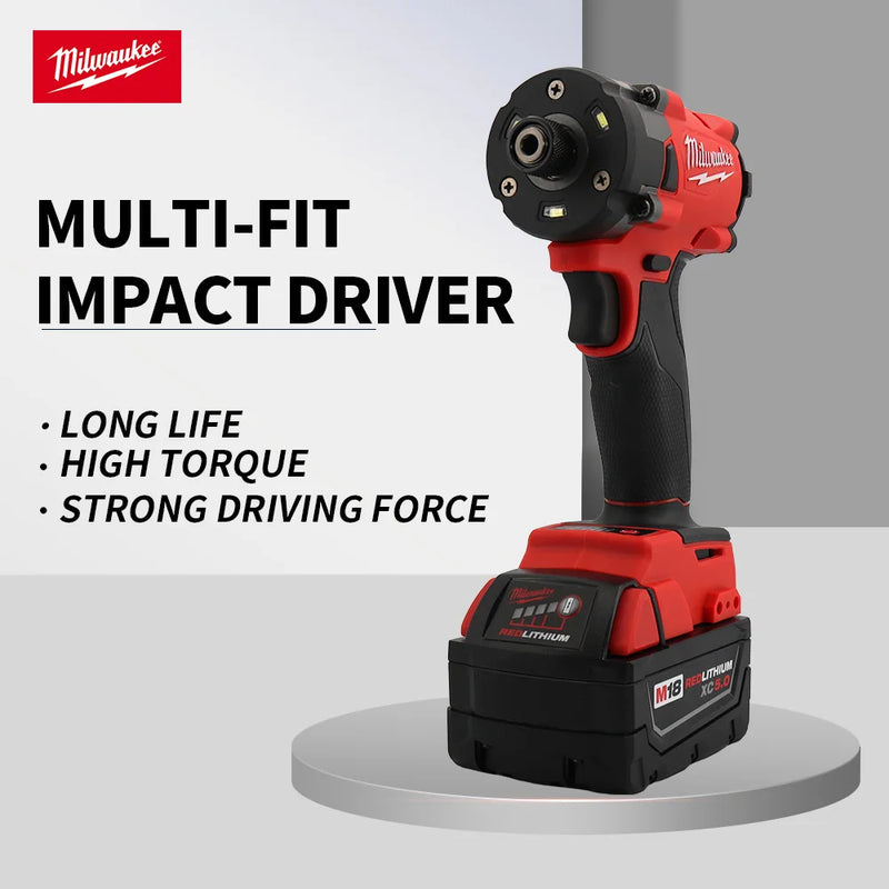 Milwaukee Brushless Impact Driver 300NM 18V Machines Repair Screwdriver Impact Drill Rechargable 18V Battery 4 Speed Power Tool