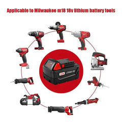 For Milwaukee M18 Power Tool Battery, Charger, BR, XC, 18V, 6000mAh M18B5, 48-11-1860, Built-in 21700 Battery