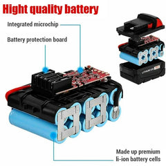 For Milwaukee M18 Power Tool Battery, Charger, BR, XC, 18V, 6000mAh M18B5, 48-11-1860, Built-in 21700 Battery