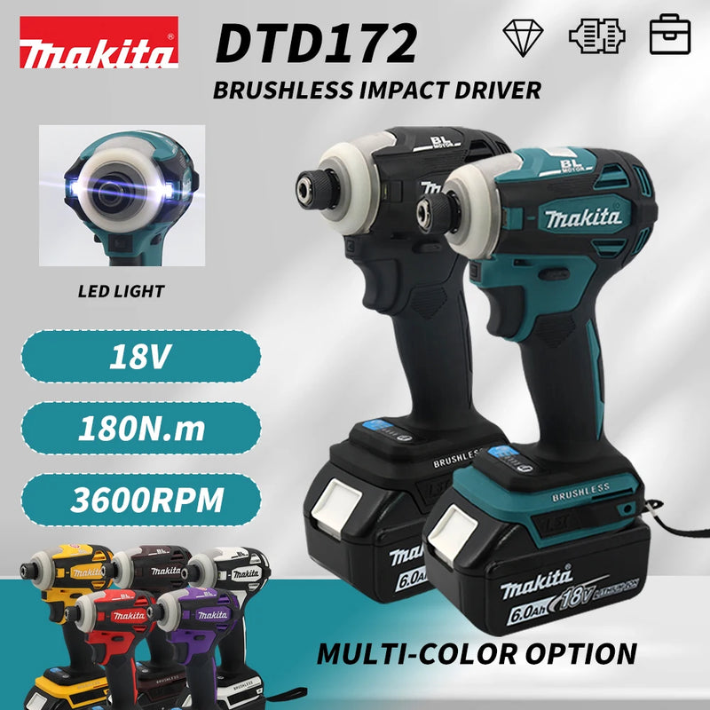 MAKITA DTD172 High torque 180N.m brushless cordless long range Impulse drive 18v lithium battery rechargeable motor power tool