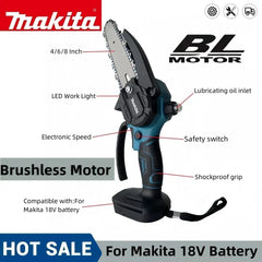 Makita electric chainsaw woodworking trim one-hand garden tool rechargeable small wood chainsaw